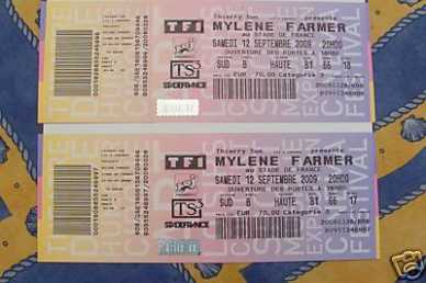 Fotografía: Proponga a vender Billete de concierto CONCERT MYLENE FARMER 12/09/09 SDF - PARIS SDF