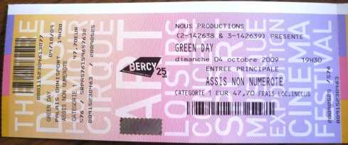 Fotografía: Proponga a vender Billete de concierto GREEN DAY A BERCI - PARIS