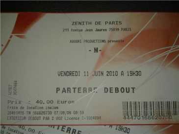 Fotografía: Proponga a vender Billete de concierto M - ZENITH DE PARIS