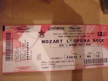 Fotografía: Proponga a vender Billete de concierto MOZART L'OPERA ROCK - PARIS