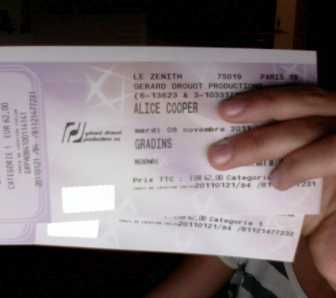 Fotografía: Proponga a vender Billetes de concierto CONCERT D'ALICE COOPER - ZENITH PARIS