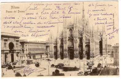 Fotografía: Proponga a vender 2 Tarjetas postals borradas MILANO - Monumentos y arquitectura