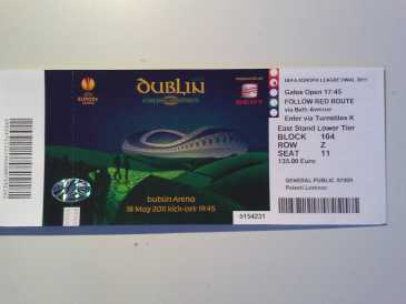 Fotografía: Proponga a vender Billetes para acontecimiento deportivo FINAL UEFA CUP CAT1  BLOCK104 - DUBLIN