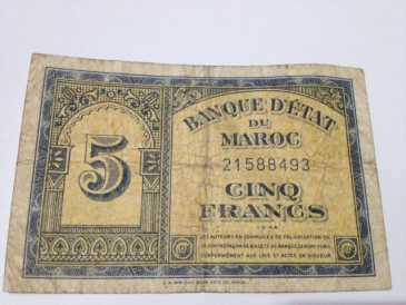 Fotografía: Proponga a vender Moneda real BANQUE D'ETAT DU MAROC  CINQ FRANCS
