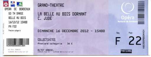 Fotografía: Proponga a vender Billete de concierto LA BELLE AU BOIS DORMANT - OPERA DE BORDEAUX