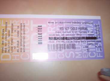 Fotografía: Proponga a vender Billete de concierto RED HOT CHILI PEPPERS CONCERT 1 PLACE VIP - PARC DES PRINCES PARIS