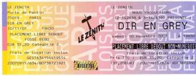 Fotografía: Proponga a vender Billete de concierto DIR EN GREY - LE ZENITH DE PARIS