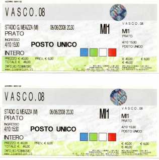 Fotografía: Proponga a vender Billete de concierto CONCERTO VASCO 6 E  7 GIUGNO - MILANO