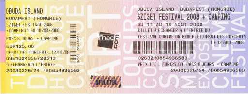 Fotografía: Proponga a vender Billete de concierto SZIGET FESTIVAL - BUDAPEST (HONGRIE)
