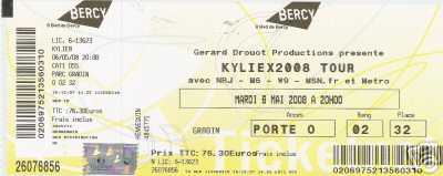 Fotografía: Proponga a vender Billete de concierto KYLIEX2008 TOUR KYLIE MINOGUE - BERCY PARIS